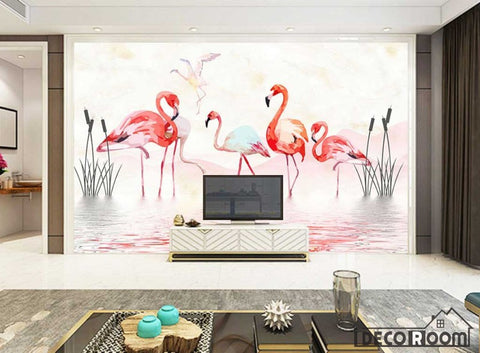 Image of Nordic warm romantic flamingo wallpaper wall murals IDCWP-HL-000194