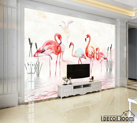 Image of Nordic warm romantic flamingo wallpaper wall murals IDCWP-HL-000194