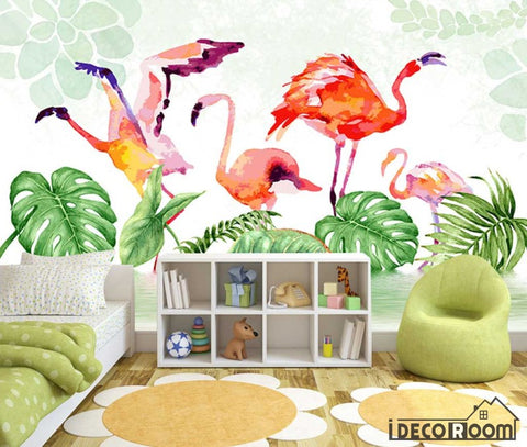 Image of Nordic Tropical Plant Flamingo Bedroom wallpaper wall murals IDCWP-HL-000198