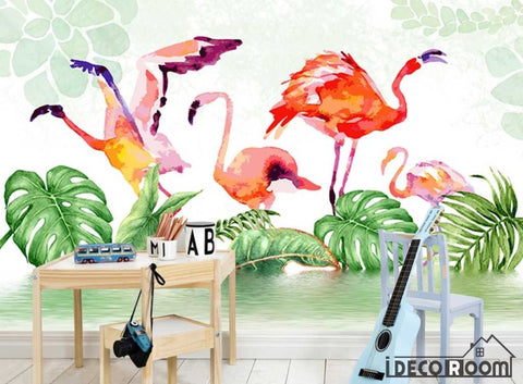 Image of Nordic Tropical Plant Flamingo Bedroom wallpaper wall murals IDCWP-HL-000198