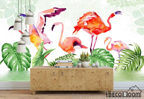 Image of Nordic Tropical Plant Flamingo Bedroom wallpaper wall murals IDCWP-HL-000198