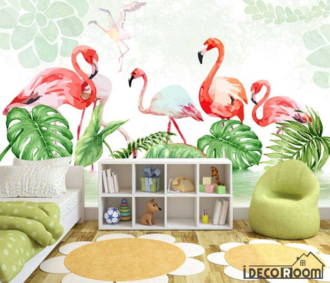 Image of Nordic Tropical Plant Flamingo Bedroom wallpaper wall murals IDCWP-HL-000199