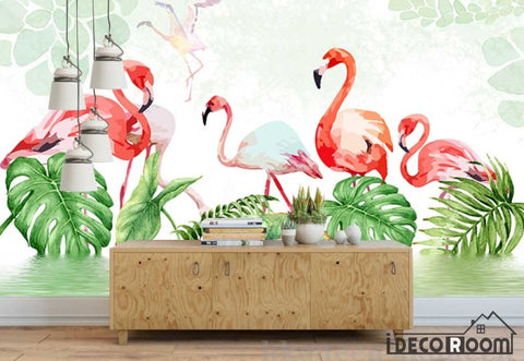Image of Nordic Tropical Plant Flamingo Bedroom wallpaper wall murals IDCWP-HL-000199