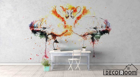 Image of Nordic minimalist flamingo marble texture wallpaper wall murals IDCWP-HL-000201