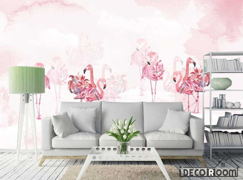 Image of Modern minimalist flamingo feather Nordic wallpaper wall murals IDCWP-HL-000214