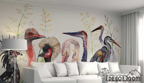 Image of Nordic medieval flower bird wallpaper wall murals IDCWP-HL-000215