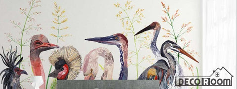 Image of Nordic medieval flower bird wallpaper wall murals IDCWP-HL-000215