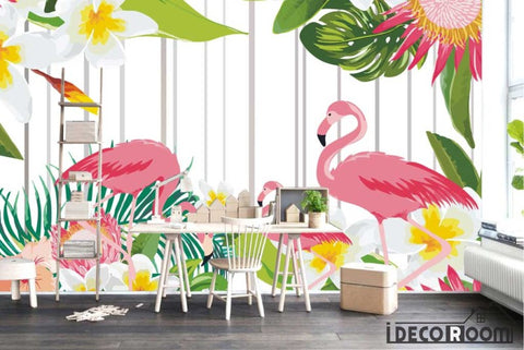 Image of Plant flamingo wallpaper wall murals IDCWP-HL-000218