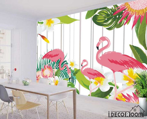 Image of Plant flamingo wallpaper wall murals IDCWP-HL-000218