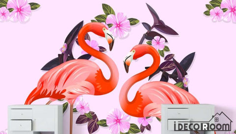 Image of Modern minimalist Flamingo Nordic wallpaper wall murals IDCWP-HL-000221