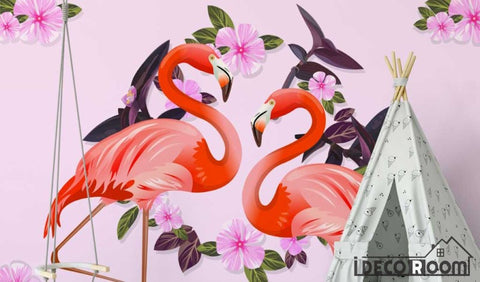 Image of Modern minimalist Flamingo Nordic wallpaper wall murals IDCWP-HL-000221