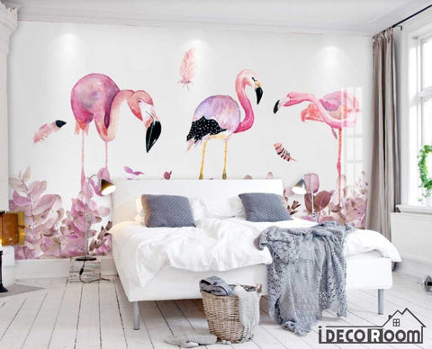 Image of Modern minimalist flamingo wallpaper wall murals IDCWP-HL-000224