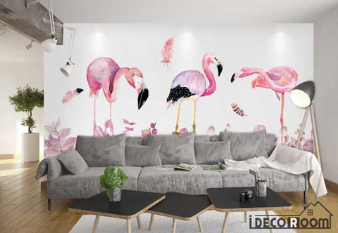 Image of Modern minimalist flamingo wallpaper wall murals IDCWP-HL-000224
