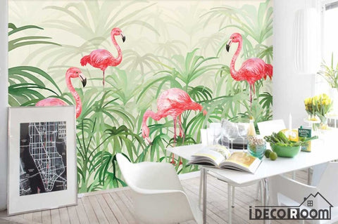 Image of Nordic flamingo plant wallpaper wall murals IDCWP-HL-000225