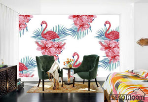 flamingo flowers wallpaper wall murals IDCWP-HL-000226