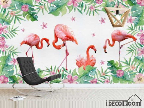 Image of Modern minimalist plant floral flamingo wallpaper wall murals IDCWP-HL-000233