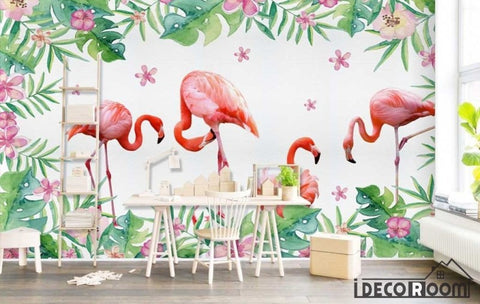 Image of Modern minimalist plant floral flamingo wallpaper wall murals IDCWP-HL-000233