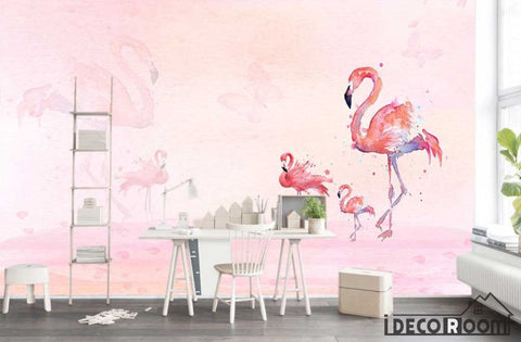 Image of 3D modern fashion minimalist flamingo wallpaper wall murals IDCWP-HL-000234