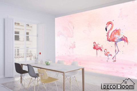Image of 3D modern fashion minimalist flamingo wallpaper wall murals IDCWP-HL-000234