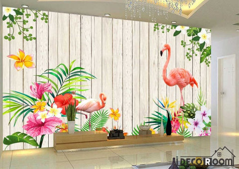 Image of Love flamingo pastoral wallpaper wall murals IDCWP-HL-000238