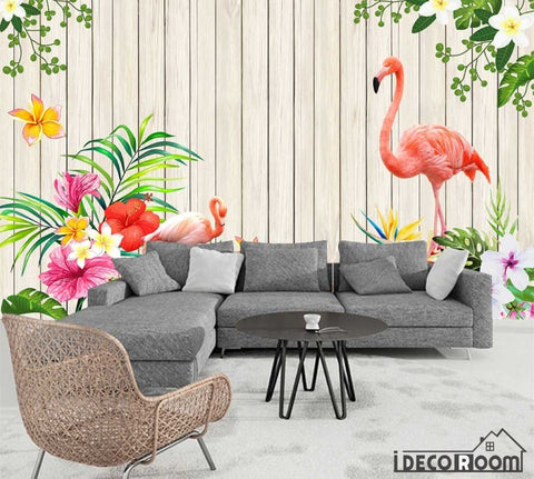 Image of Love flamingo pastoral wallpaper wall murals IDCWP-HL-000238