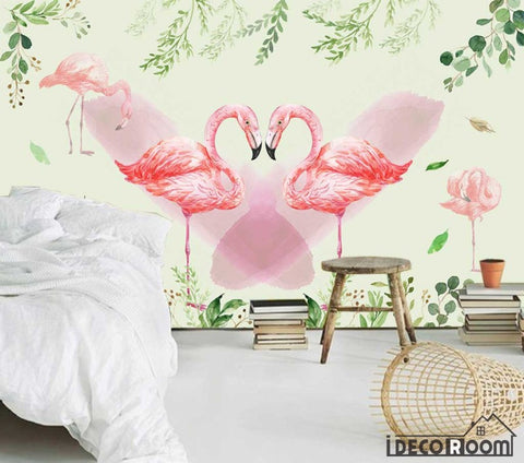 Image of romantic love flamingos wedding room bedroom wallpaper wall murals IDCWP-HL-000239