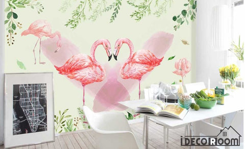 Image of romantic love flamingos wedding room bedroom wallpaper wall murals IDCWP-HL-000239