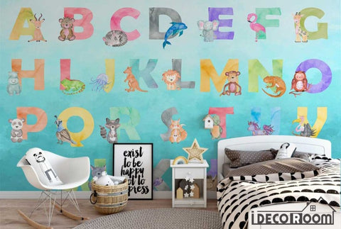 Image of Nordic Cartoon Animal 26 Letter Theme wallpaper wall murals IDCWP-HL-000245