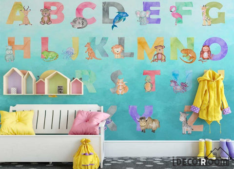 Image of Nordic Cartoon Animal 26 Letter Theme wallpaper wall murals IDCWP-HL-000245
