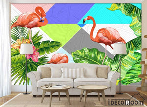 Geometric flamingo tropical plant wallpaper wall murals IDCWP-HL-000248
