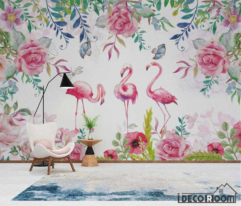 Image of plants flowers bird wallpaper wall murals IDCWP-HL-000256