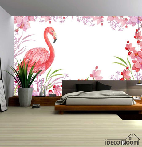 Image of floral flamingo wallpaper wall murals IDCWP-HL-000258