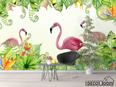 Image of Modern minimalist tropical plant flamingo wallpaper wall murals IDCWP-HL-000265