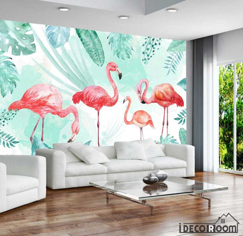 Image of Northern Europe Flamingo banana leaf wallpaper wall murals IDCWP-HL-000267