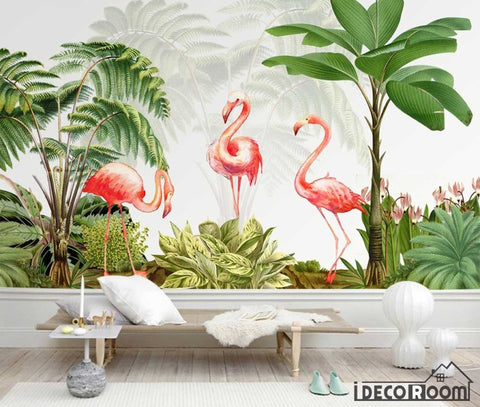 Image of Flamingo plant modern minimalist wallpaper wall murals IDCWP-HL-000278