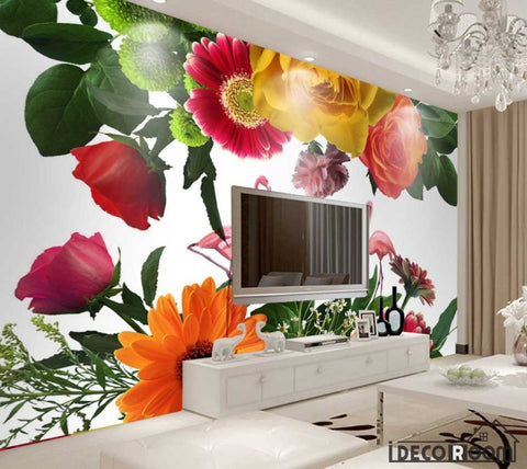 Image of tropical plant flowers English flamingo wallpaper wall murals IDCWP-HL-000313