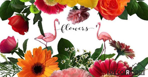 Image of tropical plant flowers English flamingo wallpaper wall murals IDCWP-HL-000313