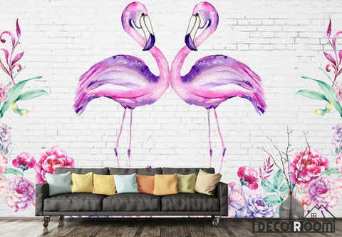 Image of Modern minimalist Flamingo Nordic wallpaper wall murals IDCWP-HL-000314