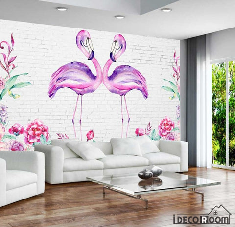 Image of Modern minimalist Flamingo Nordic wallpaper wall murals IDCWP-HL-000314