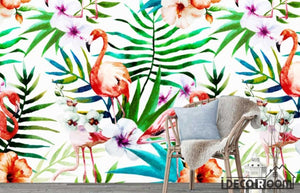 Nordic  flamingo animal plant floral wallpaper wall murals IDCWP-HL-000315