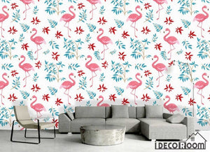 Jian Ou  flamingo plant floral wallpaper wall murals IDCWP-HL-000316
