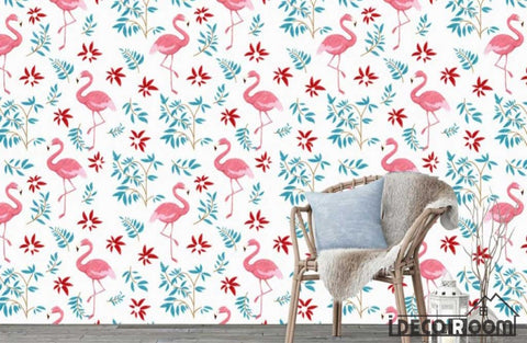 Image of Jian Ou flamingo plant floral wallpaper wall murals IDCWP-HL-000316
