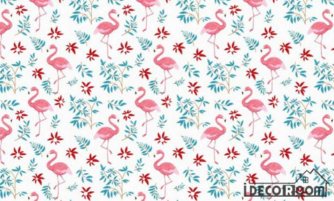 Image of Jian Ou flamingo plant floral wallpaper wall murals IDCWP-HL-000316