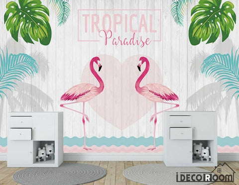 Image of Nordic flamingo plant wallpaper wall murals IDCWP-HL-000319