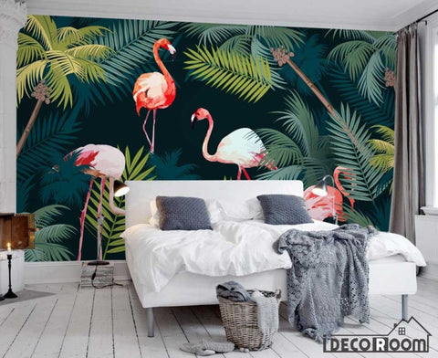 Image of Nordic modern minimalist flamingo wallpaper wall murals IDCWP-HL-000322