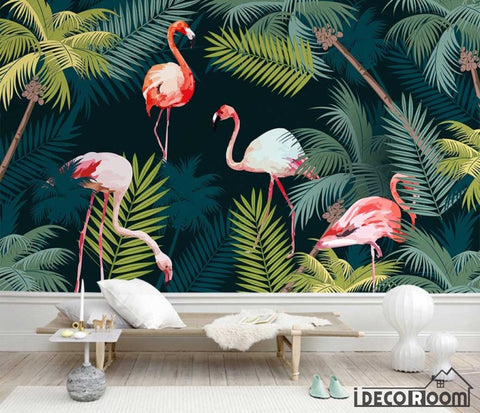 Image of Nordic modern minimalist flamingo wallpaper wall murals IDCWP-HL-000322
