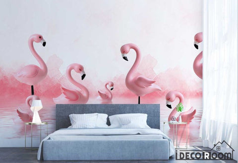 Image of Modern Minimalist 3D Flamingo wallpaper wall murals IDCWP-HL-000324