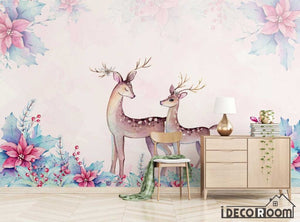 Modern minimalist plant floral elk parlor sofa wallpaper wall murals IDCWP-HL-000327