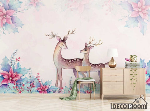 Image of Modern minimalist plant floral elk parlor sofa wallpaper wall murals IDCWP-HL-000327