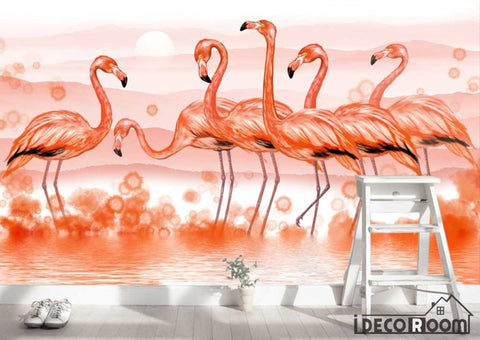 Image of Modern minimalist flamingo Nordic wallpaper wall murals IDCWP-HL-000328